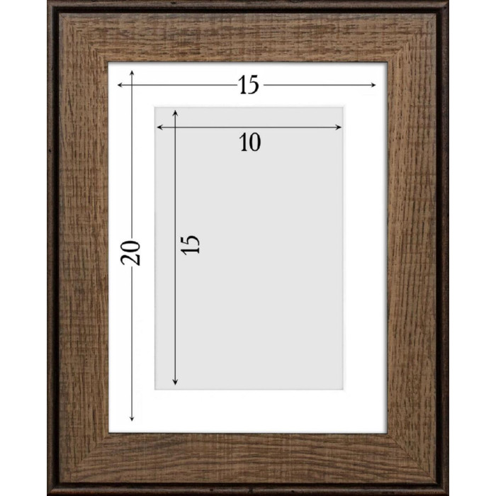 Фоторамка дерев'яна 15х20 під фото 10х15 багет: DL3302-05 Горіх (з антибліковим склом 2мм, двп, паспарту) EmojiFrame
