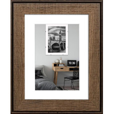 Рамка для фото дерев'яна 15х20 під фото 10х15 багет: DL3302-05 Горіх (з глянцевим склом 1-1.5мм, двп, паспарту) EmojiFrame