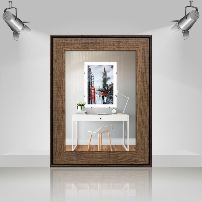 Фоторамка дерев'яна 15х21 (А5) багет: DL3302-05 Горіх (з антибліковим склом 2мм, двп з ніжкою) EmojiFrame