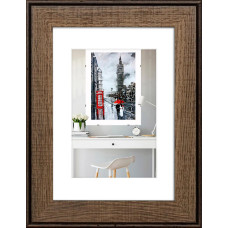 Фоторамка дерев'яна 15х21 (А5) під фото 10х15 багет: DL3302-05 Горіх (з антибліковим склом 2мм, двп, паспарту) EmojiFrame