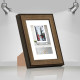 Фоторамка дерев'яна 15х21 (А5) під фото 10х15 багет: DL3302-05 Горіх (з антибліковим склом 2мм, паспарту, двп з ніжкою) EmojiFrame