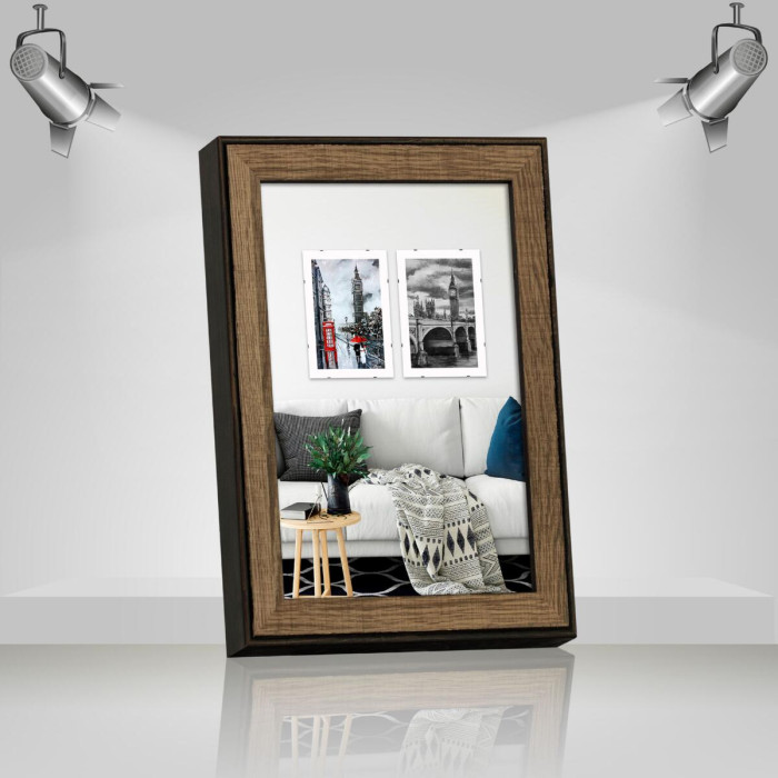 Фоторамка дерев'яна 20х30 багет: DL3302-05 Горіх (з антибліковим склом 2мм, двп) EmojiFrame