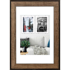 Фоторамка дерев'яна 20х30 під фото 15х20 багет: DL3302-05 Горіх (з глянцевим прозорим пластиком 0.8мм, двп, паспарту) EmojiFrame