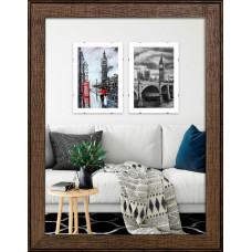 Фоторамка дерев'яна 30х40 багет: DL3302-05 Горіх (з антибліковим склом 2мм, двп) EmojiFrame