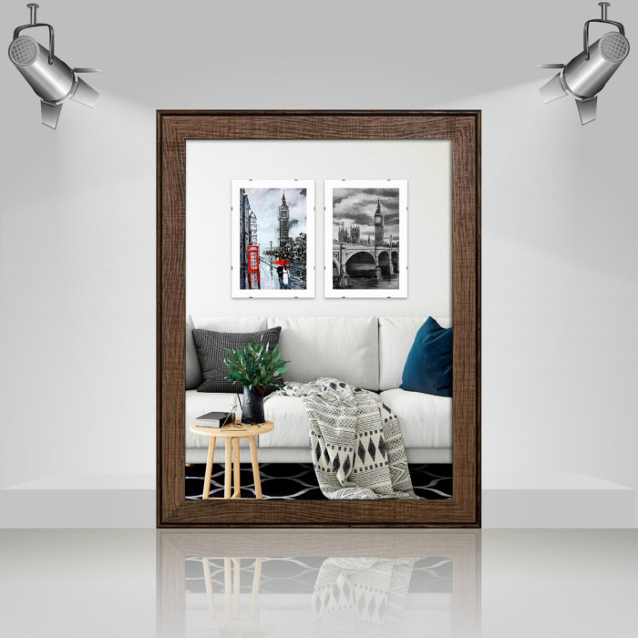 Фоторамка дерев'яна 30х40 багет: DL3302-05 Горіх (з антибліковим склом 2мм, двп) EmojiFrame