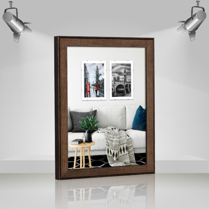 Фоторамка дерев'яна 30х40 багет: DL3302-05 Горіх (з глянцевим склом 1-1.5мм, двп) EmojiFrame