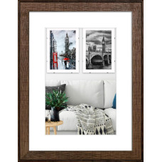 Фоторамка дерев'яна 30х40 під фото 20х30 багет: DL3302-05 Горіх (з глянцевим склом 1-1.5мм, двп, паспарту) EmojiFrame