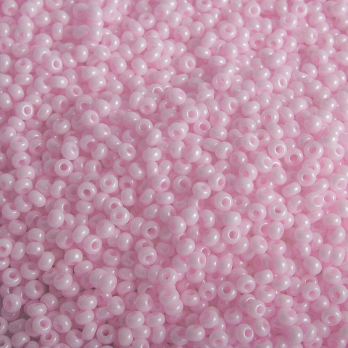 16172 10/0 чеський бісер Preciosa, 50 г, світло-рожевий, непрозорий крейдяний глазурований