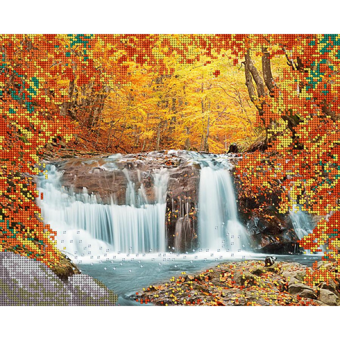 АК3-047 Осенний водопад. А-строчка. Схема на ткани для вышивания бисером