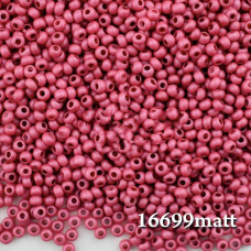 16699 matt 10/0 чеський бісер Preciosa, 5 г, рожевий, непрозорий крейдяний глазурований матовий