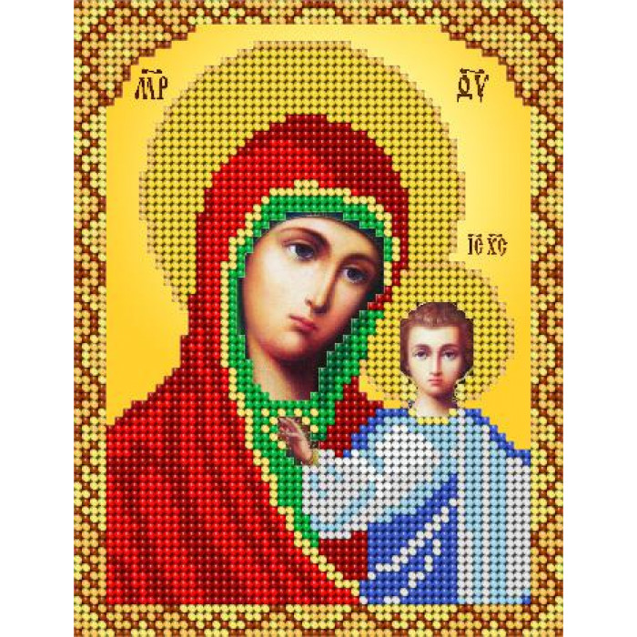 АС5-004 Казанская икона Божией Матери. А-строчка. Схема на ткани для вышивания бисером