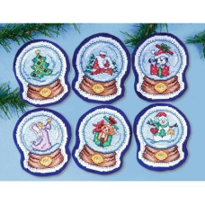 1678 Design Works Набір для вишивки рахунковим хрестиком - Снігові кулі 27,9x21,6 см, пластикова Aida14