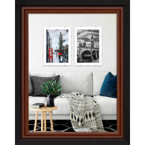 Фоторамка дерев'яна 30х40 багет: DL4311-01 Темне дерево (з антибліковим склом 2мм, двп) EmojiFrame