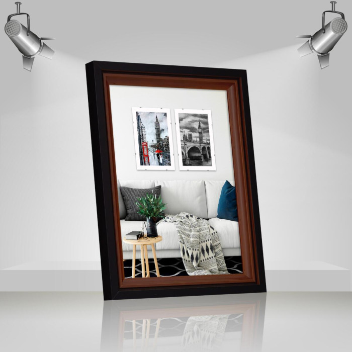 Фоторамка дерев'яна 30х40 багет: DL4311-01 Темне дерево (з антибліковим склом 2мм, двп) EmojiFrame