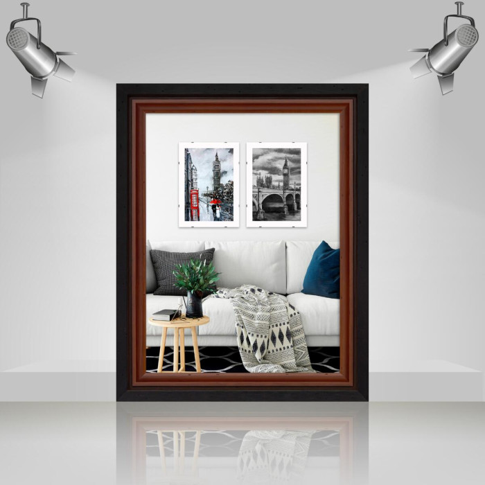 Фоторамка дерев'яна 30х40 багет: DL4311-01 Темне дерево (з антибліковим склом 2мм, двп) EmojiFrame