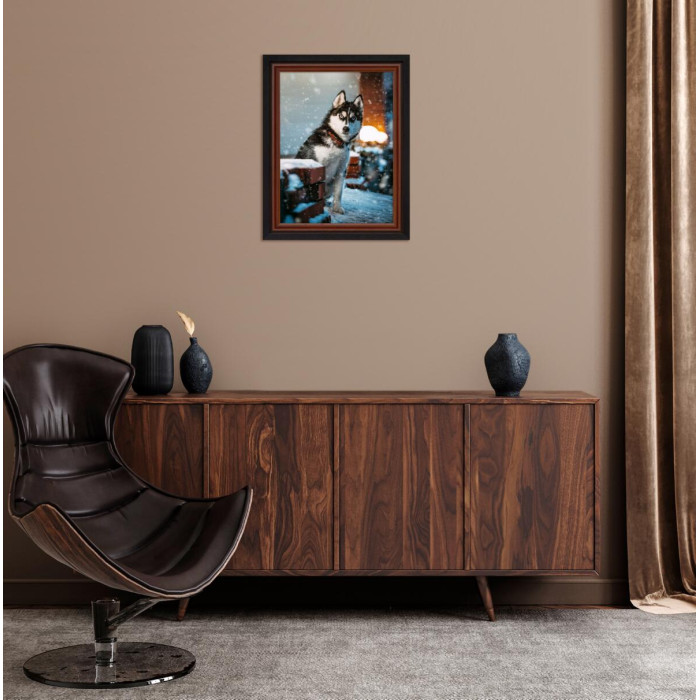 Фоторамка дерев'яна 30х40 багет: DL4311-01 Темне дерево (з антибліковим склом 2мм, двп) EmojiFrame