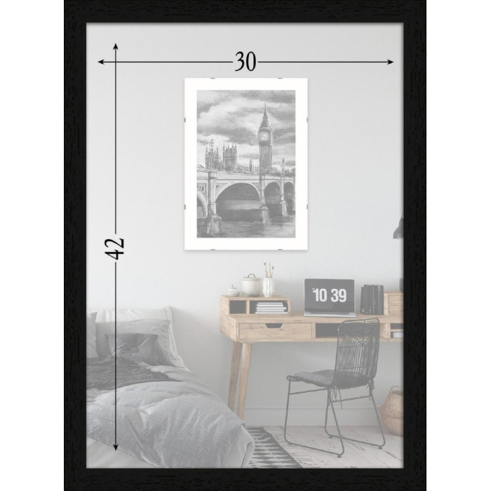 Фоторамка дерев'яна 30х42 багет: DL2004-01 Чорне дерево (з акриловим склом 1.5мм, двп) EmojiFrame