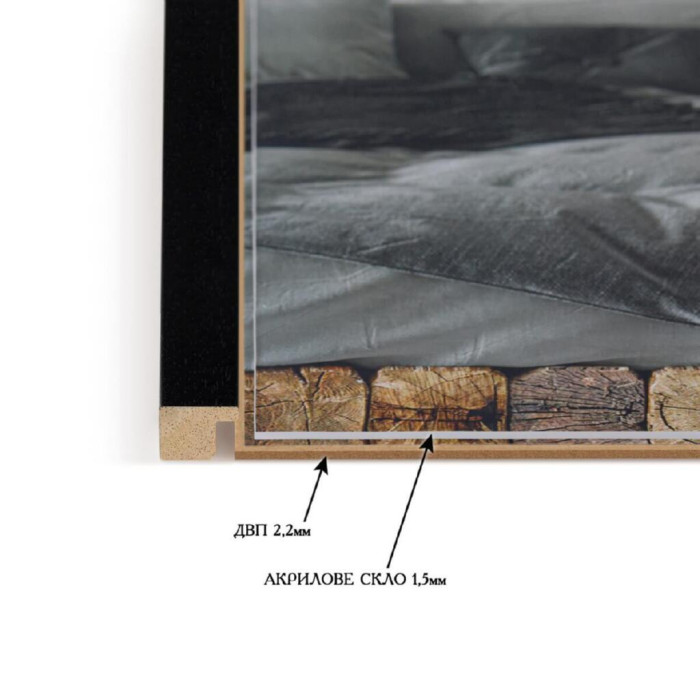 Фоторамка дерев'яна 30х42 багет: DL2004-01 Чорне дерево (з акриловим склом 1.5мм, двп) EmojiFrame