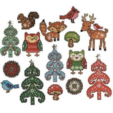 1694 Design Works Набір для вишивки рахунковим хрестиком - Лісові друзі 2x8 см, пластикова Aida14
