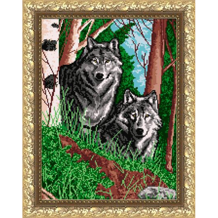 VKA3039 Волки в лесу. ArtSolo. Схема на ткани для вышивания бисером