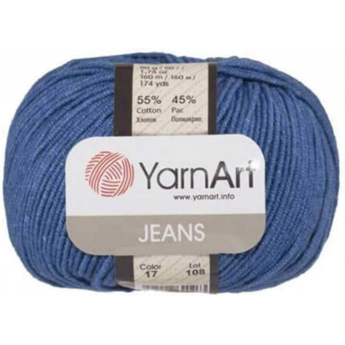 17 Пряжа Jeans 50гр - 160м (Синій) YarnArt