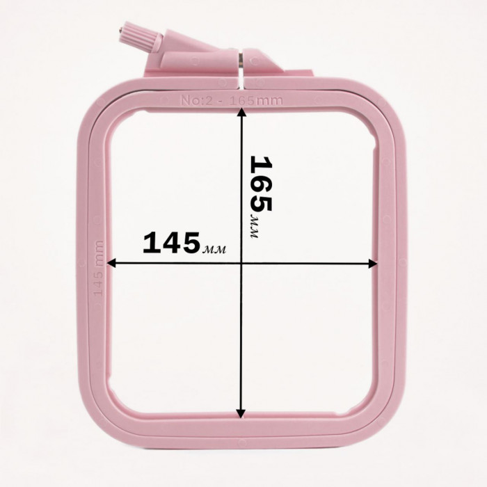 170-12 Пяльцы-рамка квадрат пластиковые 145*165 мм, розовые. Nurge