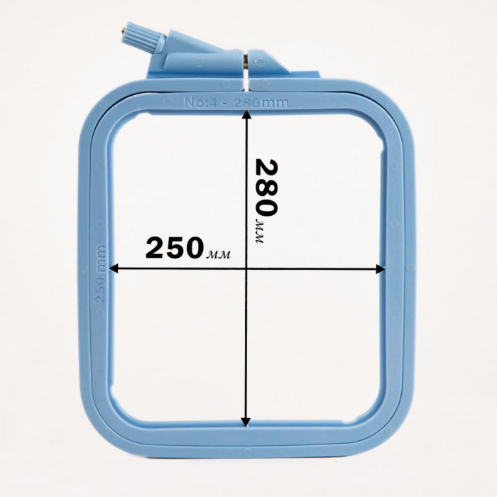 170-14 Пяльцы-рамка квадрат пластиковые 250*280 мм, голубые. Nurge