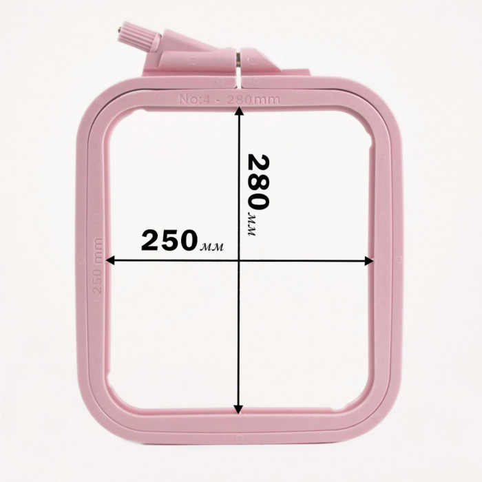 170-14 Пяльцы-рамка квадрат пластиковые 250*280 мм, розовые. Nurge