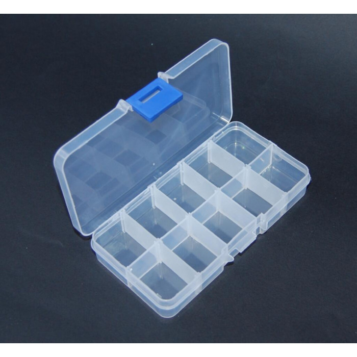 Органайзер для рукоділля 10 клітинок 12,5 см х6,5 см х 2,3 см (одна синя засувка)