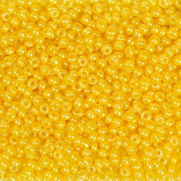 17386 10/0 чеський бісер Preciosa, 5 г, жовтий, непрозорий алебастровий глянцевий