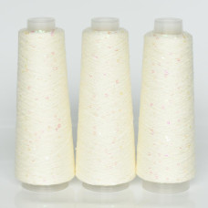 177 Infinity Yarn Пряжа паєтки 3 мм на котонi, Айворі+прозора голографія  100гр-800м