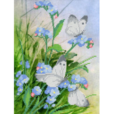A542 Білі метелики на незабудках. Ангеліка. Схема на тканині для вишивання бісером