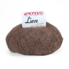 180 Пряжа Mondial Lieve, 50г - 140м, коричневий, 90% кід мохер, 10% мікрофібра PА