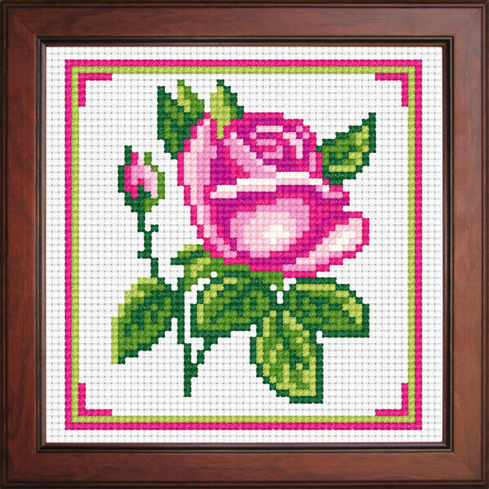 N1239 Рожева троянда любові. Orchidea. Набір для вишивання нитками на канві з нанесеним малюнком