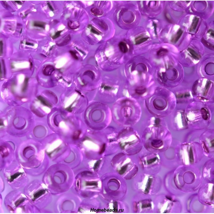 18228 10/0 чеський бісер Preciosa, 5 г, фіолетовий, кристальний з блискучим срібним отвором