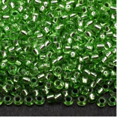 18256 10/0 чеський бісер Preciosa, 5 г, зелений, кристальний з блискучим срібним отвором
