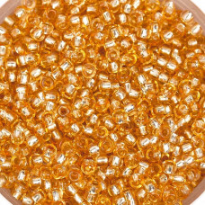 18288 10/0 чеський бісер Preciosa, 5 г, помаранчевий, кристальний з блискучим срібним отвором