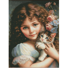183 Дівчинка з кошеням. Dantel. Набір для вишивання хрестиком