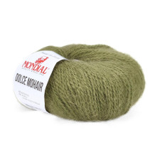 184 Пряжа Mondial Dolce Mohair, 50г - 150м, хакі, 60% кід мохер, 40% акрил