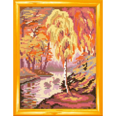 H32 Пейзаж Золота осінь. Чарівниця. Канва з нанесеним малюнком