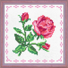 A36 Червона троянда з окантовкою. Чарівниця. Канва з нанесеним малюнком