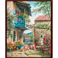 190 Dantel Набір для вишивки рахунковим хрестиком - Дворик 41x50 см, Aida 16