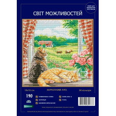190 SM-N Світ можливостей Набір для вишивки рахунковим хрестиком - Муркотливе літо 15x15 см, Aida 16
