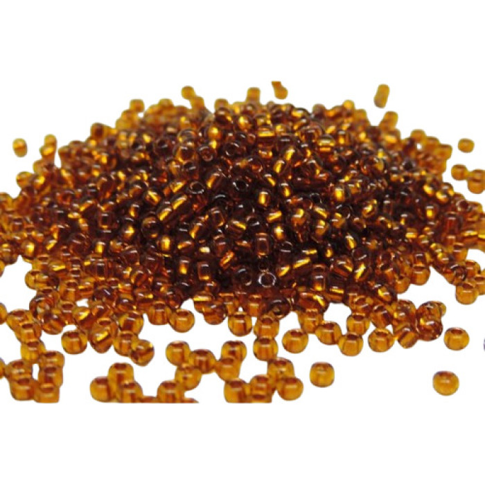 19070 10/0 чеський бісер Preciosa, 50 г, бурштиновий, кристальний з мідним отвором