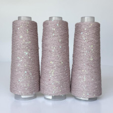 193 Infinity Yarn Пряжа паєтки 3 мм на котонi, Рожева пудра+прозорий хамелеон  100гр-800м