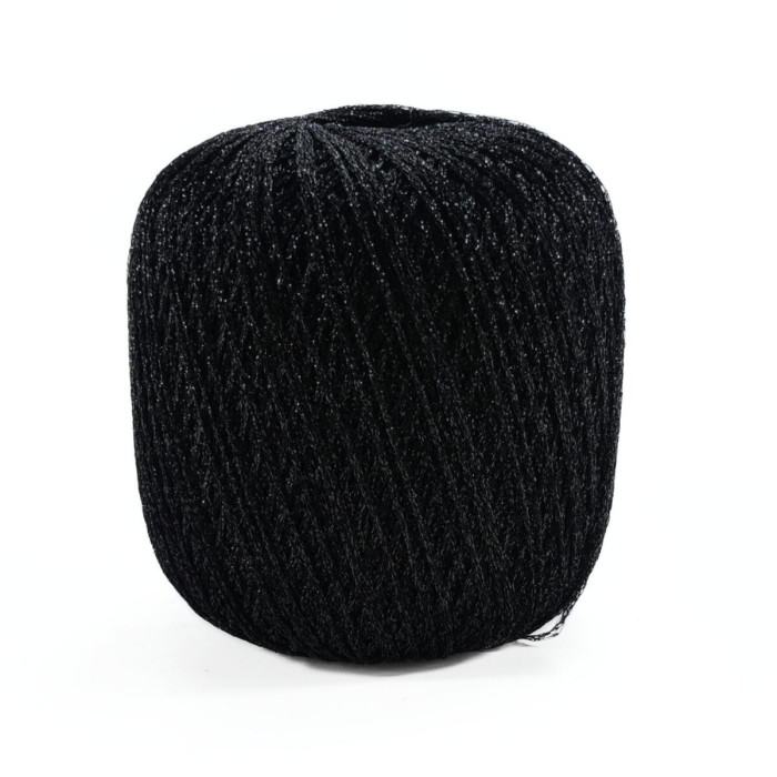 2 Пряжа Campolmi Filati Codino, 50г - 375 м, чорний, 65% купра 35%, металізована нитка