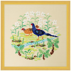 2030409 (2800909) Xiu Crafts Набір для вишивки рахунковим хрестиком - Фазані 25,4x25,4 см, Aida 14 ct