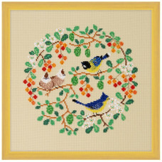 2030410 Xiu Crafts Набір для вишивки рахунковим хрестиком - Дрізд і зяблик 25,4x25,4 см, Aida 14 ct