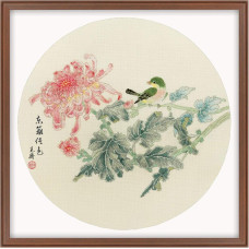 2030821 Xiu Crafts Набір для вишивки рахунковим хрестиком - Хризантеми 38x38 см, Aida 18 ct