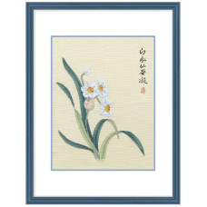 2031902 Xiu Crafts Набір для вишивки рахунковим хрестиком - Білий нарцис 25x33 см, Aida 18 ct